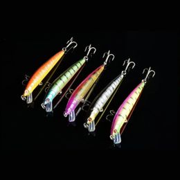 5 Colour 0.3 ounces 3.75 inches Plastic Minnow Fishing Lure Floating Rattles Bass Crankbait 3D Eyes Fish Lures