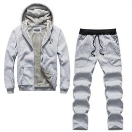 Men's Tracksuits Tracksuit 2 Piece Autumn Winter Casual Solid Jogger Sport Gym Sweatsuit Long Sleeve Hoodies And Cotton Men Pant Suits