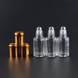 wholesale 3ML 6ML 10ML Octagonal Glass Bottles With Roll On Aroma Bottles Metal Ball Perfume Essential Oil Packing Vials Refillable 12 LL