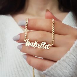 Pendant Necklaces Personalised Name Necklace Custom Pendant Stainless Stee Gold 5mm Cuban Chain Necklaces for Women Men Customised Letter Jewellery 231121