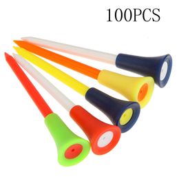 Golf Tees 100 PcsPack Plastic Golf Tees Multi Color 8.3CM Durable Rubber Cushion Top Golf Ball Holder Golf Accessories 230421