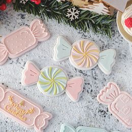 Baking Moulds Christmas Candy Shaped Fondant Cookie Embosser Mould Cartoon Candy Cookie Cutter Party Cake Decorating Tools DIY Baking Supplies 230421