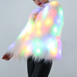 Women's Fur Faux Fur Christmas LED Coat Women Faux Fur Women's Jacket Light Up Rave Stage Coats Jackets Lights Furry 231122