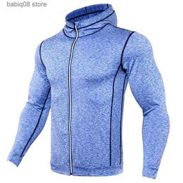 Gym Clothing New Hooded Running Jacket Men Fitness Sport Jacket Coat Sportswear Gym Hoodies Zipper Hoody Sweatshirt Training Jersey Tight Top T230422