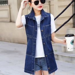 Women's Vests 2023 Autumn Women Long Denim Vest Coat 6XL Korean Tassel Ripped Jeans Jacket Waistcoat Female Casual Sleeveless Outwear