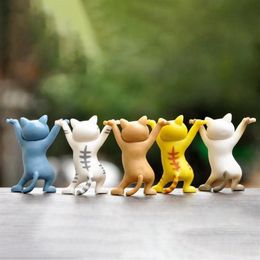 Decorative Objects & Figurines Pen Holder Dancing Cat Earphone Stand Ins Desktop Display Cute Doll Handmade Decoration Kids Adult 218f