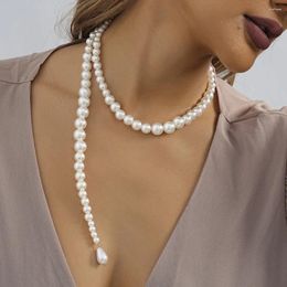 Choker Retro Imitation Pearl Drop Shape Pendant Necklace For Women Small And Exquisite Ladies Clavicle Chain Jewellery Wholesale