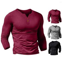 Men's T Shirts Male Top Fit Men T-shirt Slim Casual Autumn Great Solid Colour Spring For