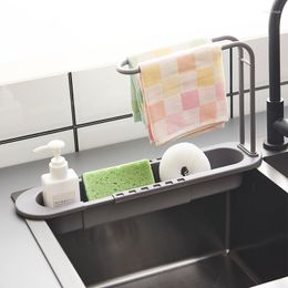 Hooks Sink Shelf Drainer Rack Kitchen Organiser Soap Sponge Holder Towel Storage Basket Gadgets Accessories