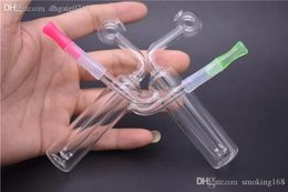 Mini Glass Oil Burner Water Bong for dab oil rigs Bongs Ash Catcher Hookah Pipe Smoking oil burner water pipe and Short silicone tube LL