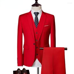 Men's Suits 2023 Summer British Style Men's Wedding Dress Slim Fitting Jacket Blazer Vest Trousers Three Piece Elegant Pants Suit