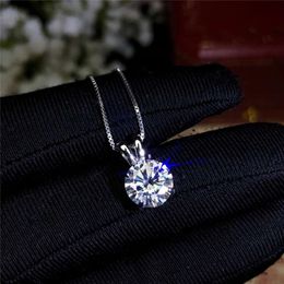 Colares de pingente 2ct laboratório diamante solitaire pingente colar 925 prata esterlina gargantilha declaração colar mulheres prata 925 jóias com corrente de caixa 231121