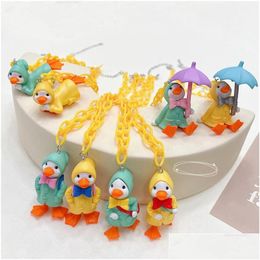 Pendant Necklaces Pendant Necklaces Funny Little Duck Acrylic Chain Necklace Kid Jewellery Mticolor 3D Sile Clavicle For Girls Children Dhjlb