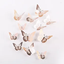 Party Supplies 12pcs Cake Decorations 3D Hollow Butterflies Happy Birthday Toppers For Cakes Dessert Baby Shower Decor Butterfly