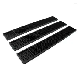 Table Mats 3Pcs Rubber Bar Service Spill Home Mat For Counter Top Black Non-Slip Drain Pad Desk