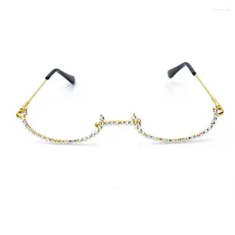 Sunglasses Frames Tiktok Ins Half-Frame Decorative Glasses Lens-Free Frame Two-Dimensional Concave Shape Chain Pendant