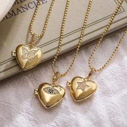 S2wb Pendant Necklaces Luxury Designer Po Locket Heart Star Necklace Openable for Women Vintage Aesthetic Frame Choker Fashion Jewellery Gif