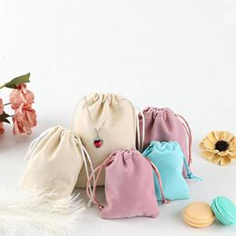 Shopping Bags Women Jewelry Flannel Drawstring Pouch Party And Wedding Gift Package Velvet Cosmetic Storage Dust Bag