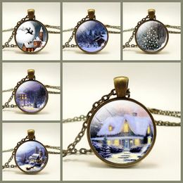 Chains Esspoc Fashion Snowhouse Necklace Warm House In Winter Glass Dome Pendant Necklaces Charm Jewellery For Women Xmas Year Gifts