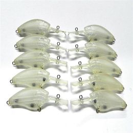 50Pcs Unpainted Fishing lure 9cm 10g Square Bill Blank Lures Medium Diving Crankbaits Plastic Baits body with Rattles148o