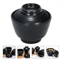 Dinnerware Sets Miso Soup Bowl With Lid Japanese Style Lacquered For Noodle Suace Salad Pasta Rice Vessel