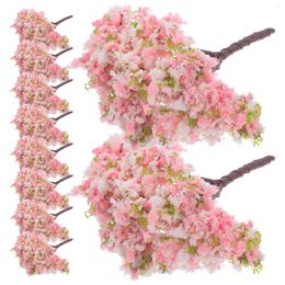 Decorative Flowers 10pcs Model Tree Miniature Scenery Plastic Cherry Blossom Scenic DIY Crafts Landscape Building Sand Table Decor