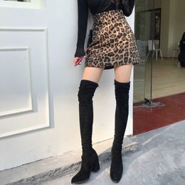 Skirts WERUERUYU Women's Leopard Printed Skirt High Waist Sexy Pencil Bodycon Hip Mini Fits All Seasons Casual Snake Skirt P230422