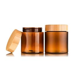 50ml 150ml 250ml 500ml Body Butter Cream Container Packaging Bottles Amber PET Cosmetic 5Oz 8Oz Plastic Jar With Screw Cap Bamboo Woode Rwbw