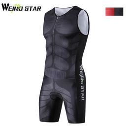 WEIMOSTAR Men One Piece Compressed Ciclismo Cycling Jersey Maillot Breathable Triathlon Clothes Sleeveless Muscle Sportswear1849