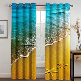 Curtain Natural Beach Tropical Island Scenery Plants Sea 2 Pieces Thin Curtains For Window Drape Living Room Bedroom Decor