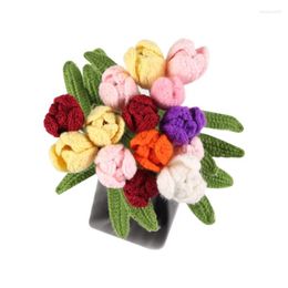 Decorative Flowers 5 PCS Mixed Colour Tulips Artificial Home Table Ornaments Simulation Handmade Bouquet DIY High Quality