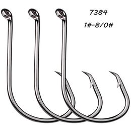 200 Pieces Lot 1#-8 0# 7384 Crank Hook High Carbon Steel Barbed Hooks Fishhooks Asian Carp Fishing Gear WEI-1314o