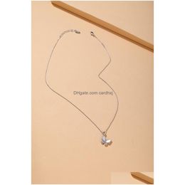 Chains Chains Sier Necklace For Women 2022 Fashion Alloy Star Butterfly Simple Temperament Collarbone Chain Does Not Fade Jewelrychain Dhddc