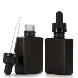 30ml Black Frosted Glass Liquid Reagent Pipette Dropper Bottles Square Essential Oil Perfume Bottle Smoke oil e liquid Bottles Lgfgl