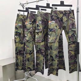 Men's Jeans Men Micro Flared Pants Splash Ink Graffiti Horn Retro Deconstructed Stitching Camouflage Women Trousers