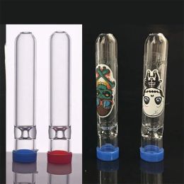 colroful Glass One Hitter Bat Cigarette Holder Glass Philtres tip for tobacco dry herb hand oil burner pipe 7cm lenght wholesale 12 LL