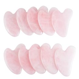 Wholesales Heart Shaped Rose Quartz Guasha Tool for Face and Body Skin Massage Natural Crystal Stone Gua Sha Facial Tools Reduce Puffiness Beauty Products