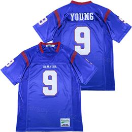 Dematha Jersey High School 축구 9 Chase Young University 스포츠 팬 Moive Team Purple College Pullover Vintage를위한 스티치 가능한 순수 면화 힙합