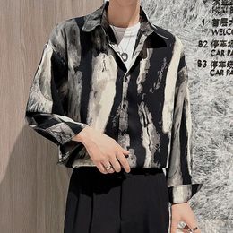 Men's Casual Shirts High Quality Japan Style Streetwear Tie Dye Long Sleeve Harajuku Spring Autumn Male Clothing 137