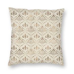 Cushion Decorative Pillow Elegant Fleur-de-lis Pattern Cushion Cover Lily Floral Fleur De Lys Floor Case For Sofa Cool Pillowcase 221h