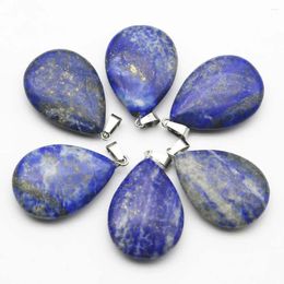 Pendant Necklaces Quality Natural Lapis Lazuli Water Drop Necklace Pendants Fashion Earrings Sweater Chain Jewelry Gift Accessories