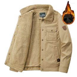 Hunting Jackets Men's Jacket Short Winter Parkas Lapel Lamb Fur Lining Cold Plush And Thicken Lined Coat