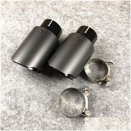 Muffler 2 Pieces Fl Black Stainless Steel Akrapovic Exhaust Tips Car Er Styling Drop Delivery Mobiles Motorcycles Parts System Dho68