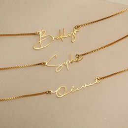Pendant Necklaces Personalised Gold Name Necklace with Box Chain Custom Name Necklace Handmade Jewellery Personalised Birthday Gift for Her Mom 231121