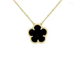 Pendants Fofour Leaf Clover Natural Chalcedony Necklace Female Repurchase Neck Chain Women Fashion Jewelry Lucky Gift 925 Silver Slave