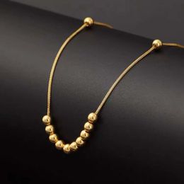 Fashion Au750 Pure Real Gold Beads Charm Chain Necklace Fine Jewellery Women Ladies Female Bridal Engagement Necklaces