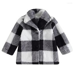 Jackets Pudcoco Kids Baby Girls Boys Plaid Jacket Long Sleeve Turn-down Collar Button Closure Winter Outwear Clothes 18M-5T