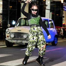 Stage Wear Jazz Dance Costume Children'S Camouflage Overalls Sequins Suit Fashion Hip Hop Performance Festival Clothes DQS11513