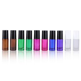 Mini Product 5ml Roller Multicolor Bottles With Glossy Body Of Bottle And Black Cap