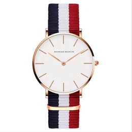 36MM Simple Dial Smart Womens Watches Accurate Quartz Ladies Watch Comfortable Leather Strap or Nylon Band Wristwatches Whole2048